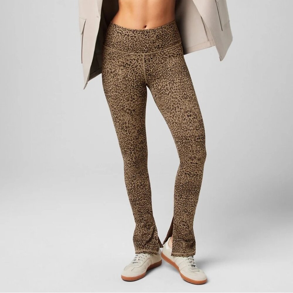 Fabletics Define PowerHold Split Hem Legging, Dark Twill Micro Spot, Large, Tall